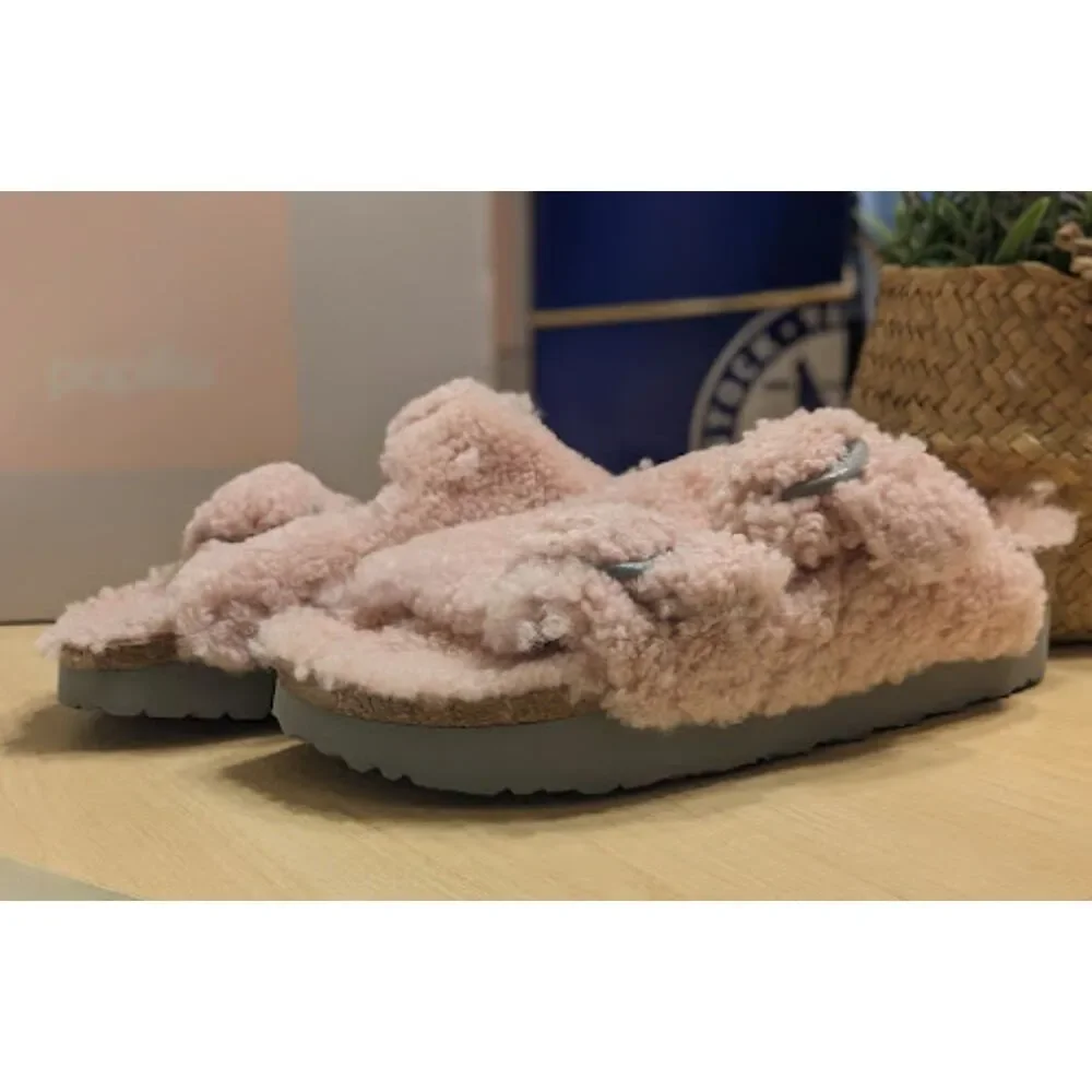 Birkenstock Arizona Crystal Rose Big Buckle Teddy Shearling Sandal EU 42 NIB